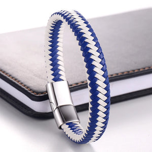 Men's Leather Bracelet Stainless Steel Rope Wristband