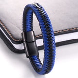 Men's Leather Bracelet Stainless Steel Rope Wristband