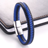 Men's Leather Bracelet Stainless Steel Rope Wristband