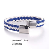 Men's Leather Bracelet Stainless Steel Rope Wristband
