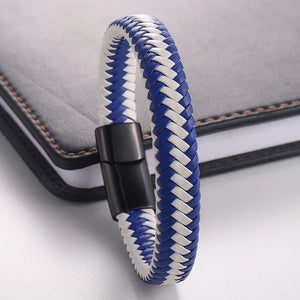Men's Leather Bracelet Stainless Steel Rope Wristband