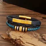 Men's Leather Bracelet Multilayer Punk Bangle Charm Jewelry Gift