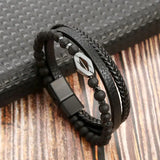 Men's Leather Bracelet Multilayer Punk Bangle Charm Jewelry Gift