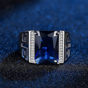 Men's Silver Plated Zircon Wedding Band Ring Domineering Square Cut