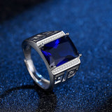Men's Silver Plated Zircon Wedding Band Ring Domineering Square Cut