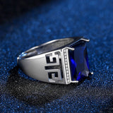 Men's Silver Plated Zircon Wedding Band Ring Domineering Square Cut