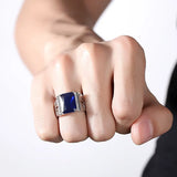 Men's Silver Plated Zircon Wedding Band Ring Domineering Square Cut