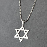 Men's Star of David Pendant Necklace in Silver Stainless Steel