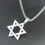 Men's Star of David Pendant Necklace in Silver Stainless Steel