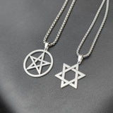 Men's Star of David Pendant Necklace in Silver Stainless Steel