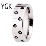 Men's Tungsten Carbide Wedding Ring Women Silver Ring Doggy Paw Print