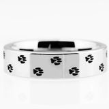 Men's Tungsten Carbide Wedding Ring Women Silver Ring Doggy Paw Print