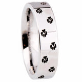 Men's Tungsten Carbide Wedding Ring Women Silver Ring Doggy Paw Print