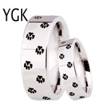 Men's Tungsten Carbide Wedding Ring Women Silver Ring Doggy Paw Print
