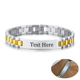 Men's Stainless Steel ID Tag Bracelet Engraved Name Date Love Gift