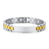 Men's Stainless Steel ID Tag Bracelet Engraved Name Date Love Gift
