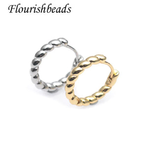 Metal Brass Twist Shaped Hoop Earrings for Women Party Jewelry