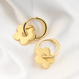 Metal Geometry Titanium Flower Earrings, No Fading, Women's Jewelry