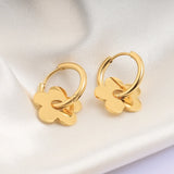 Metal Geometry Titanium Flower Earrings, No Fading, Women's Jewelry