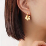 Metal Geometry Titanium Flower Earrings, No Fading, Women's Jewelry