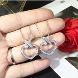 Micro-Inlaid Cross Love Necklace & Peach Heart Clavicle Chain for Wedding Party
