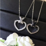 Micro-Inlaid Cross Love Necklace & Peach Heart Clavicle Chain for Wedding Party