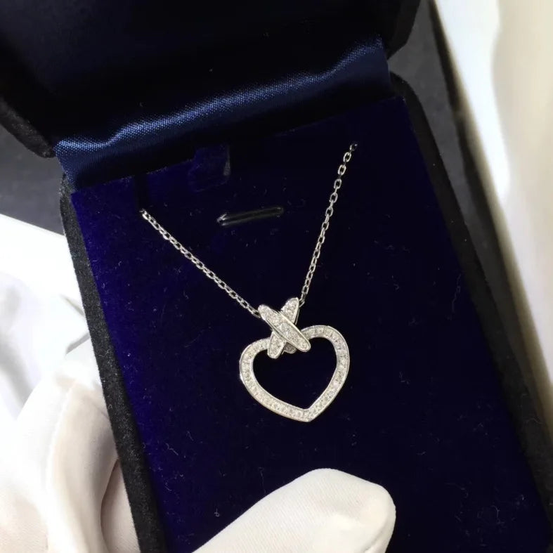 Micro-Inlaid Cross Love Necklace & Peach Heart Clavicle Chain for Wedding Party