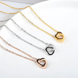 Minimalist Double Heart Pendant Necklace Stainless Steel Gift For Women
