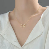Minimalist Double Heart Pendant Necklace Stainless Steel Gift For Women