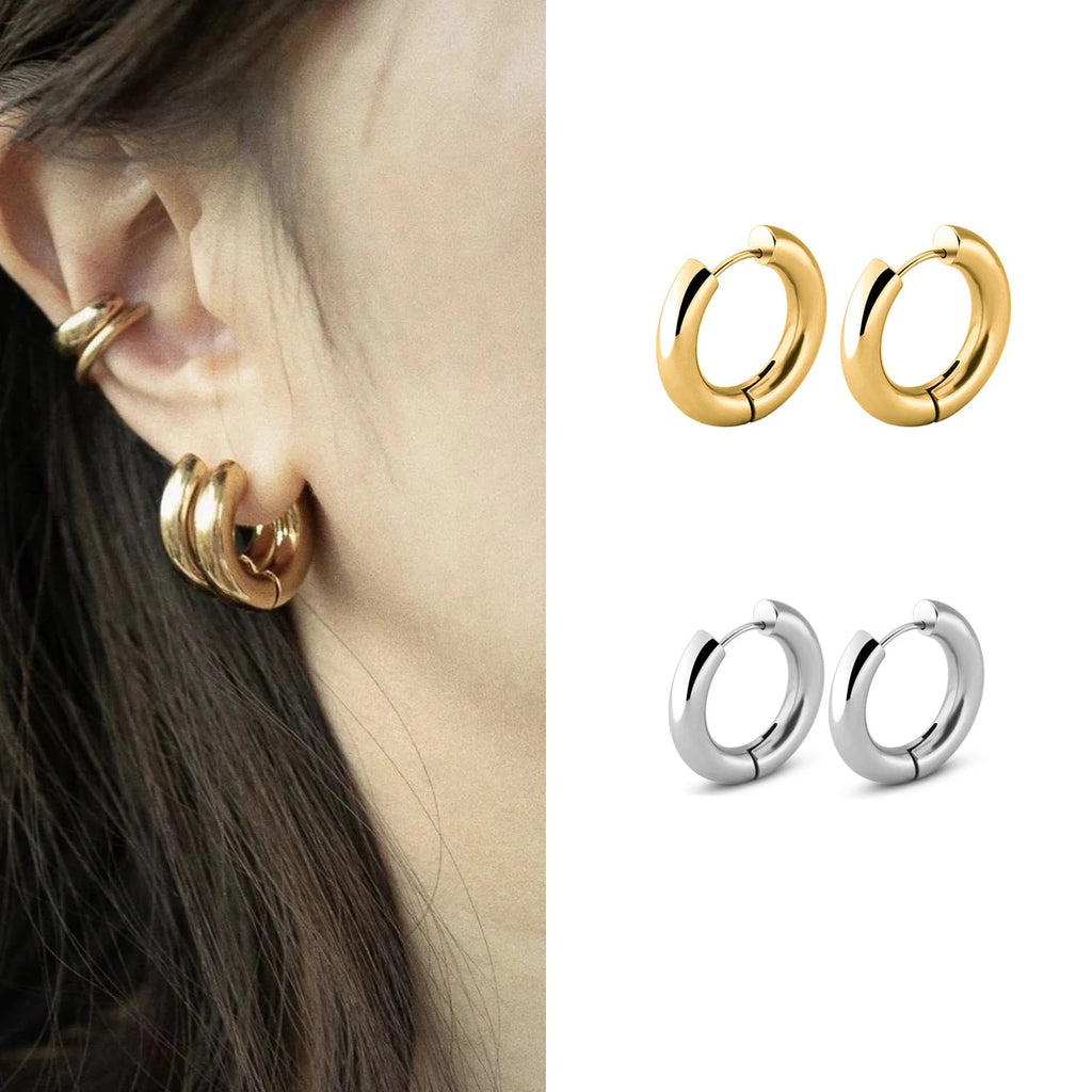 Minimalist Stainless Steel Hoop Earrings for Women