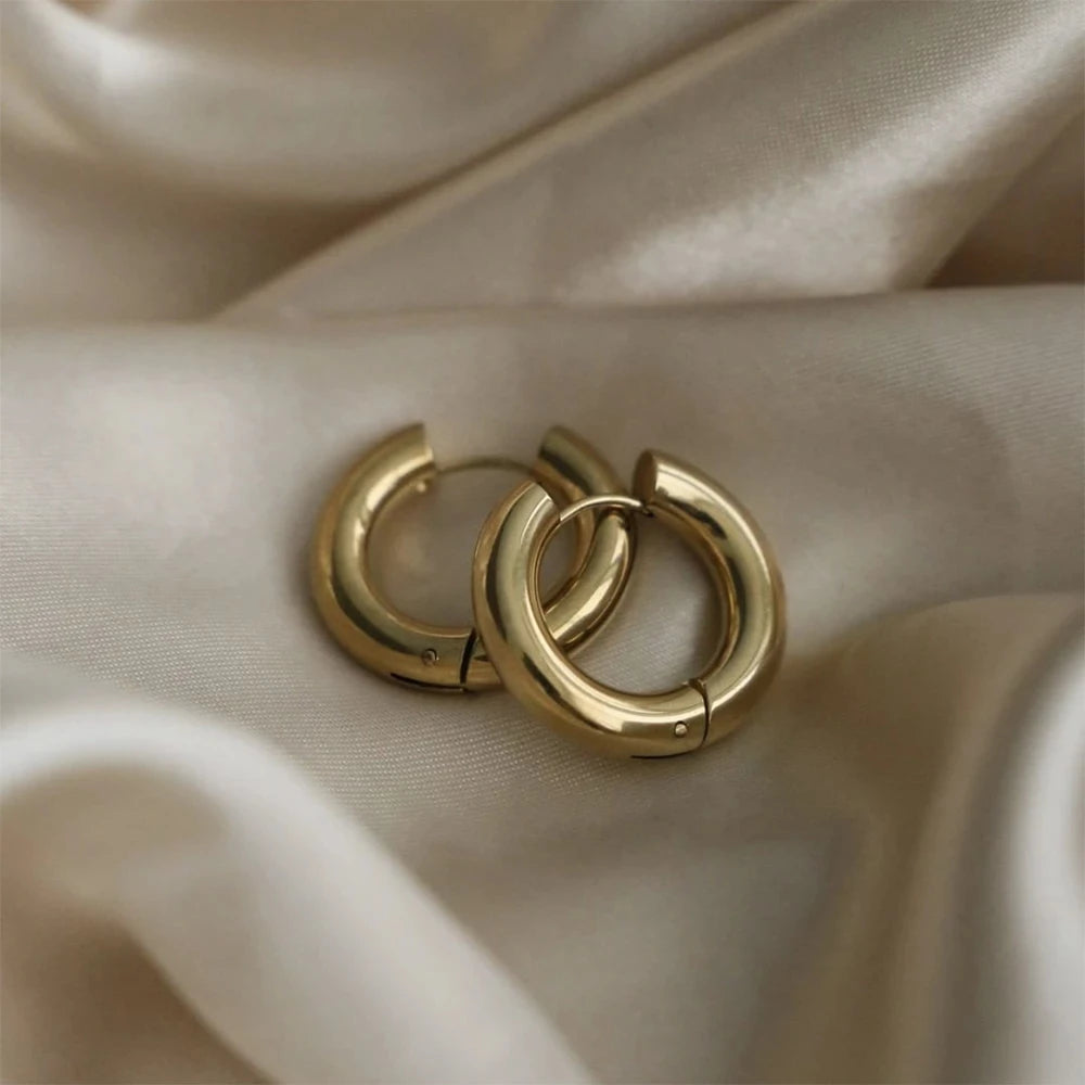 Minimalist Stainless Steel Hoop Earrings for Women