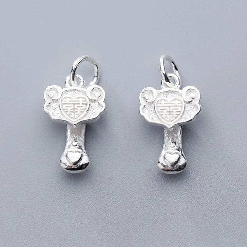 925 Silver Happiness Carved Pendants for Bracelets DIY