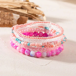 Colorful Beaded Bracelet Set for Women Girls, Spring Summer Jewelry Gift
