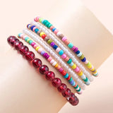 Colorful Beaded Bracelet Set for Women Girls, Spring Summer Jewelry Gift