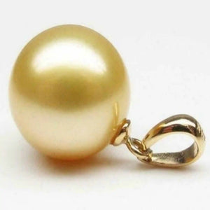 16mm Golden Round Shell Pearl 14k Necklace Choker Gemstone Tibetan Pendant