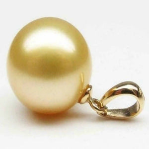 16mm Golden Round Shell Pearl 14k Necklace Choker Gemstone Tibetan Pendant