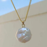 Coin Pearl Necklace Heart Wedding Charm Crystal 14k Chain
