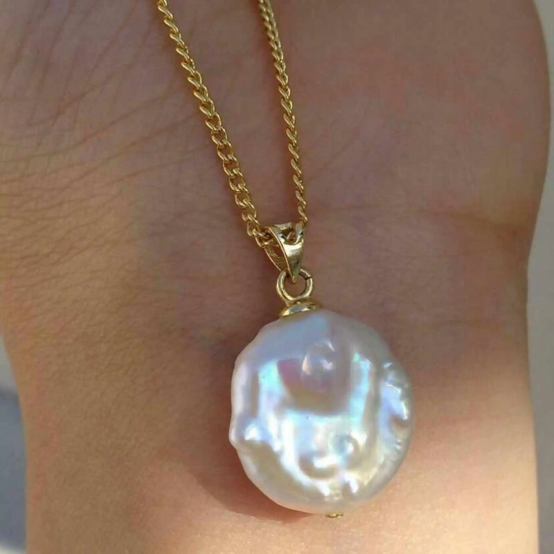 Coin Pearl Necklace Heart Wedding Charm Crystal 14k Chain
