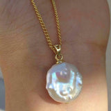 Coin Pearl Necklace Heart Wedding Charm Crystal 14k Chain