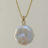 Coin Pearl Necklace Heart Wedding Charm Crystal 14k Chain