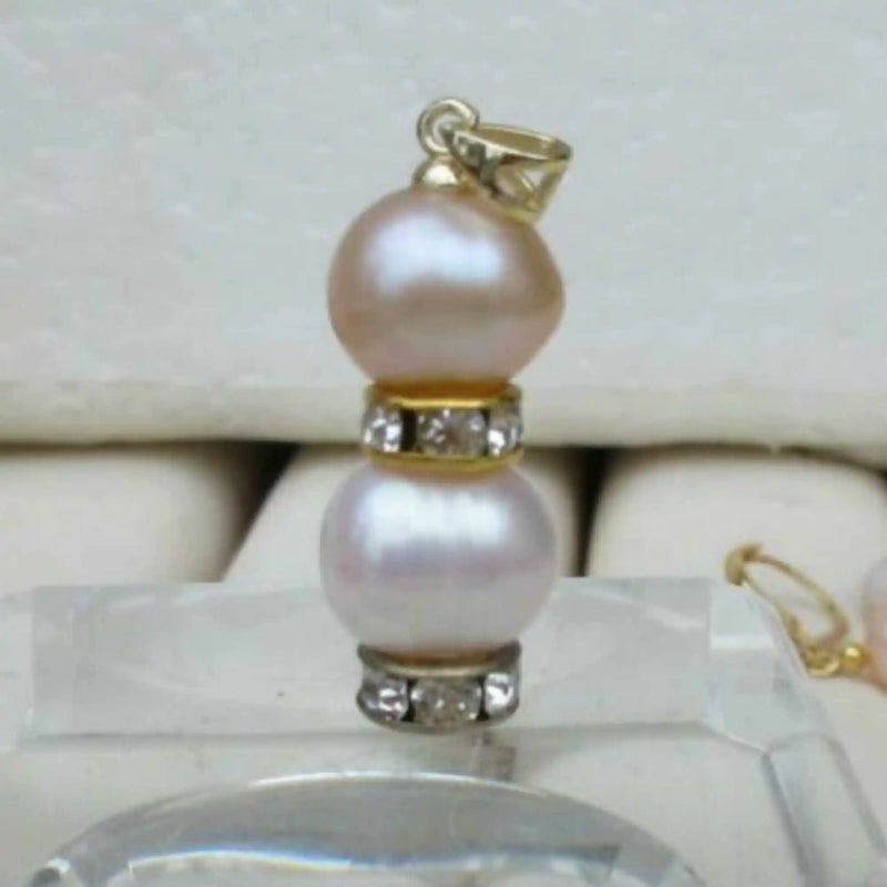 Natural 9-10mm South Sea Pink Pearl 14k Pendant Keychain