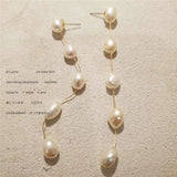 Natural Pearl Tassel Earrings Chain Thread Drop Bridal Jewelry Gift