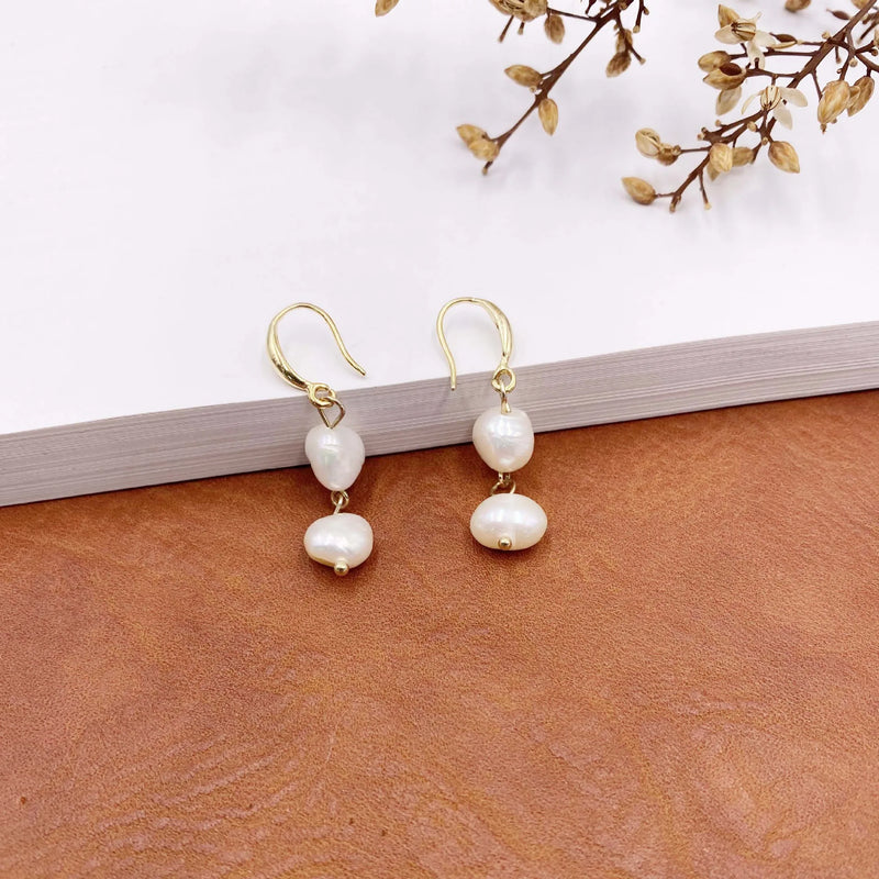 Natural Pearl Tassel Earrings Chain Thread Drop Bridal Jewelry Gift