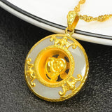 Natural Hetian Jade Chinese Pendant Necklace Silver Jewelry