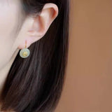 Natural Hetian Jade Fuzi Earrings for Women