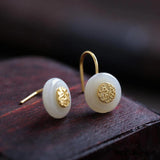 Natural Hetian Jade Fuzi Earrings for Women
