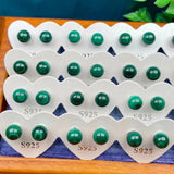 Malachite Ball Stud Earrings 925 Silver Healing Gemstone Wedding Jewelry