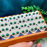 Malachite Ball Stud Earrings 925 Silver Healing Gemstone Wedding Jewelry