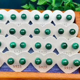 Malachite Ball Stud Earrings 925 Silver Healing Gemstone Wedding Jewelry