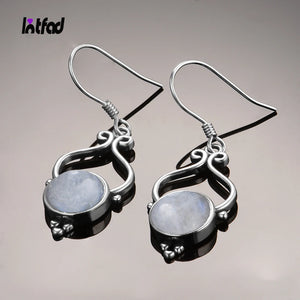 Natural Moonstone Drop Earrings 925 Sterling Silver Jewelry